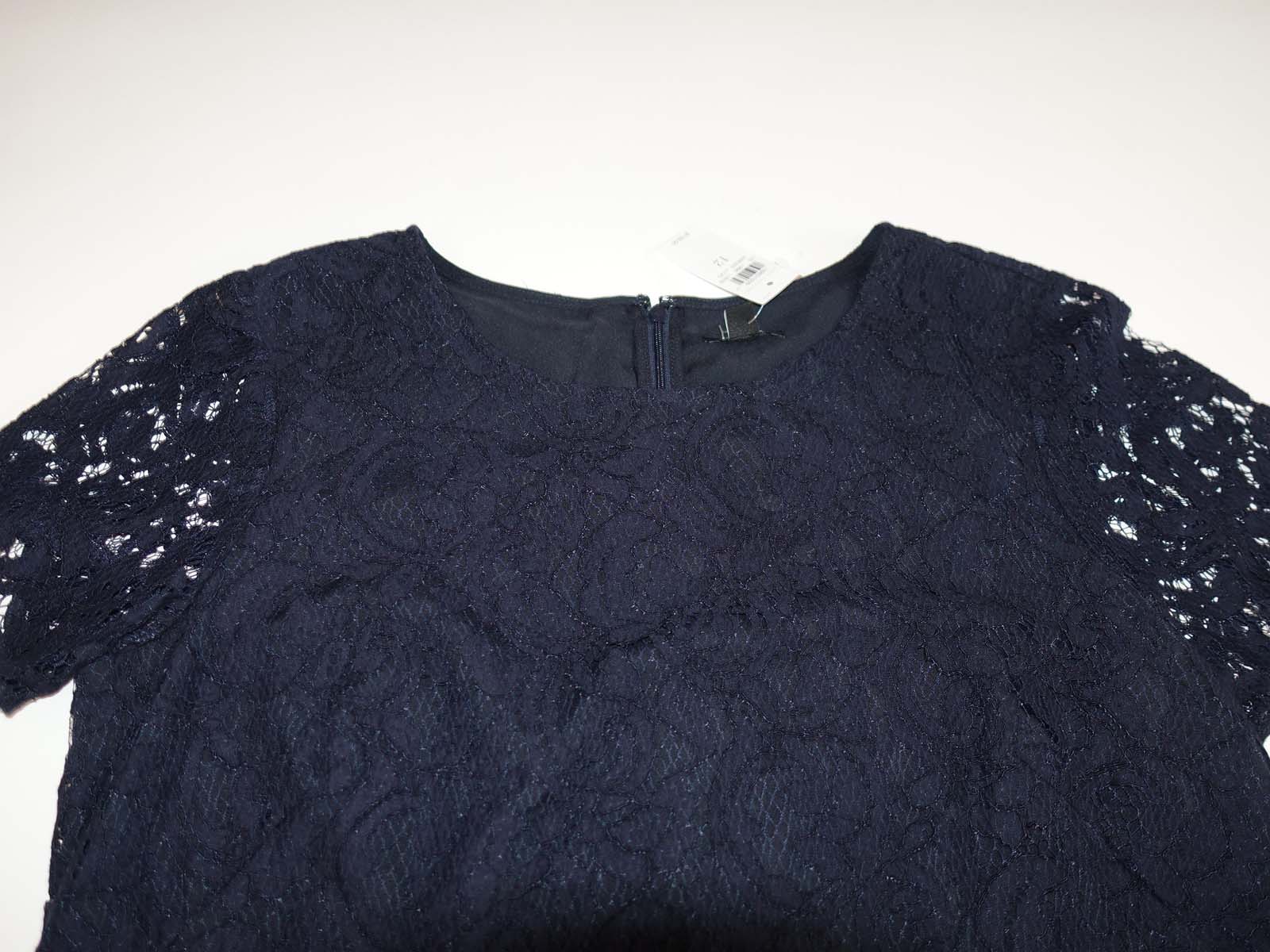 ann taylor blue lace dress Ann Taylor Women's Lace Dress Size 12 NWT Short Sleeves Navy Blue Above  Knee