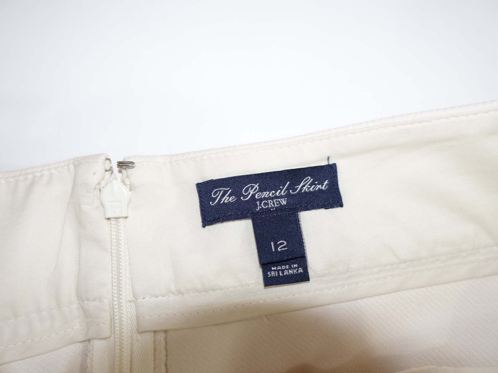 SHOP　Me J. Crew Women's The Pencil Skirt Size 12 Ivory 100% Cotton Just