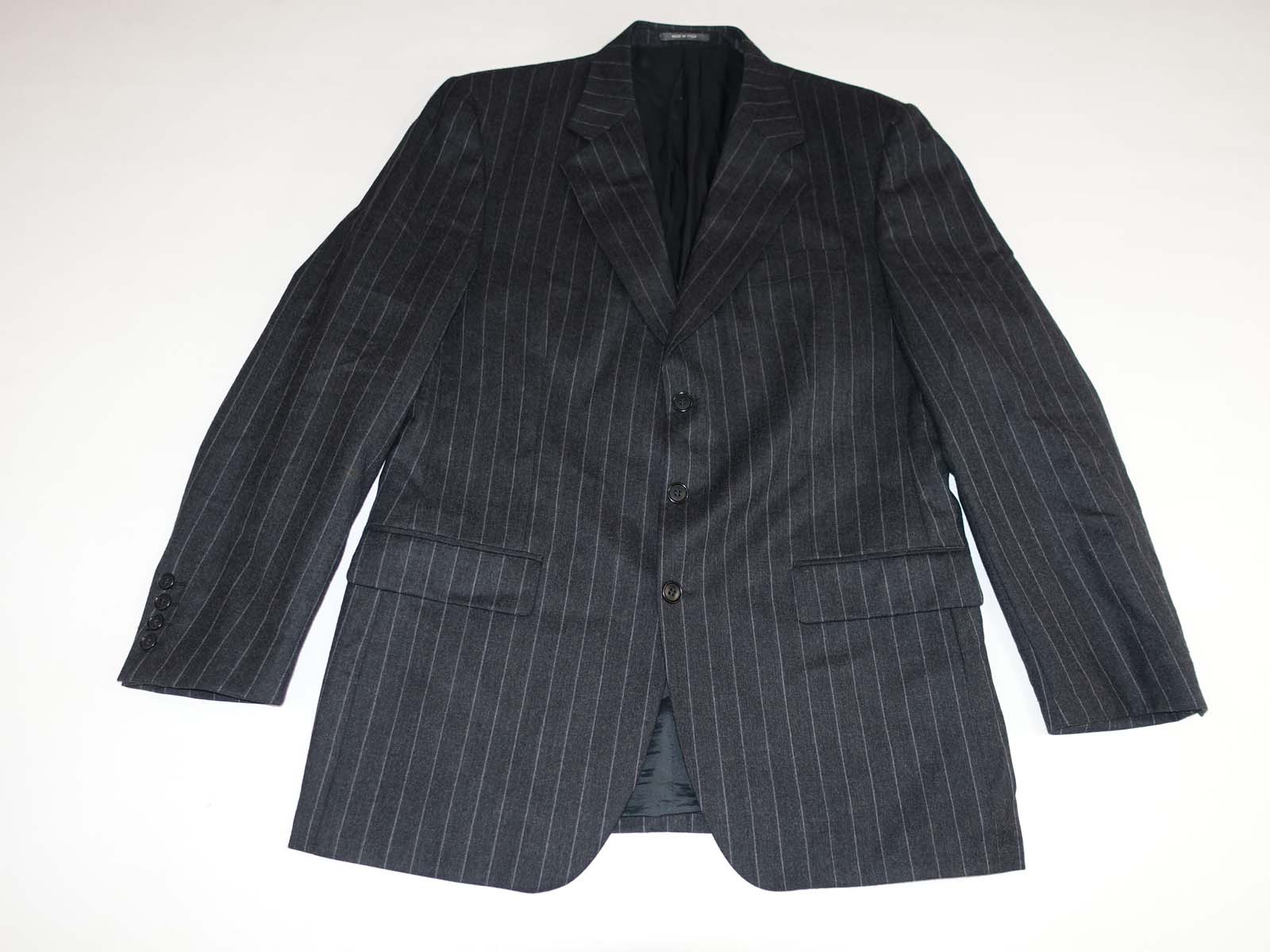 Lebole Uomo Men's Pinstripe Suit Jacket Size 42 Long Charcoal Gray