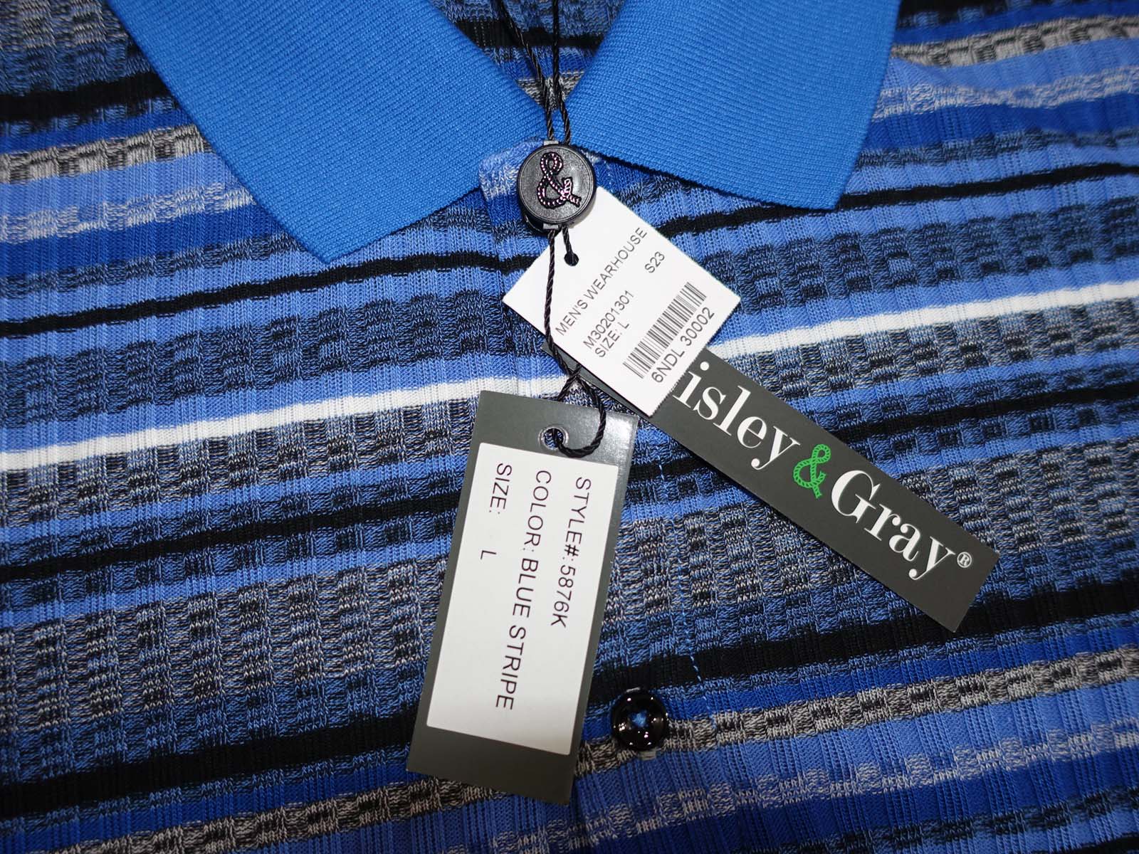 Paisley Gray Men's Slim Fit Polo Shirt Large NWT Short Sleeves