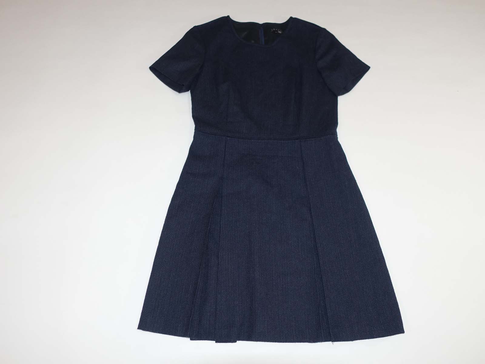 Theory Women's Dracy Mini Dress Size 4 Short Sleeves Navy Blue Wool Above  Knee | eBay